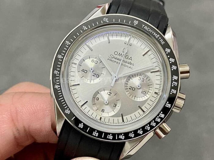RM Factory Omega Speedmaster Professional Moonwatch 310.63.42.50.02.001 Steel Rubber Strap Silver Dial - Image 3