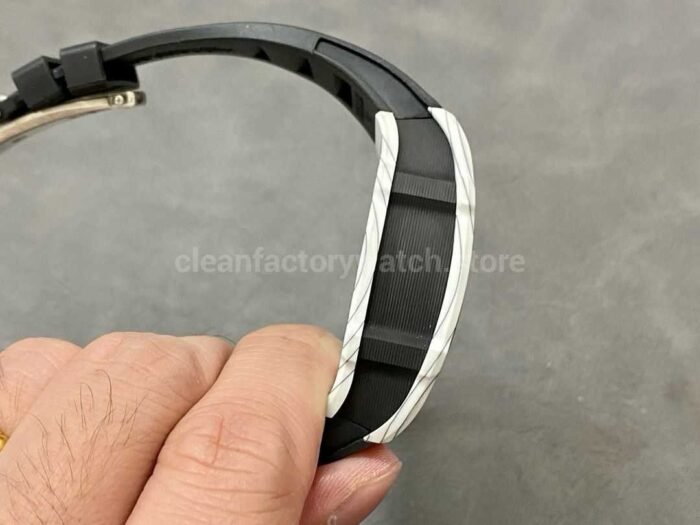 RM Factory Tourbillon Richard Mille RM 27 02 43mm Carbon Fiber Rubber Strap Tourbillon Skeletonized Dial 2 Super Clone Watch,Clean Factory Watch