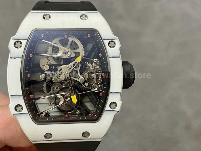RM Factory Tourbillon Richard Mille RM 27 02 43mm Carbon Fiber Rubber Strap Tourbillon Skeletonized Dial 9 Super Clone Watch,Clean Factory Watch