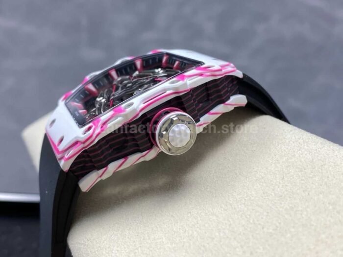 RM Factory Tourbillon Richard Mille RM 38-02 43mm Carbon Fiber Black Rubber Strap Tourbillon Skeletonized Dial - Image 7