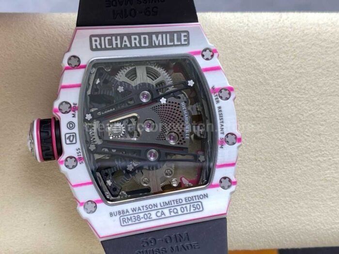 RM Factory Tourbillon Richard Mille RM 38-02 43mm Carbon Fiber Black Rubber Strap Tourbillon Skeletonized Dial - Image 8