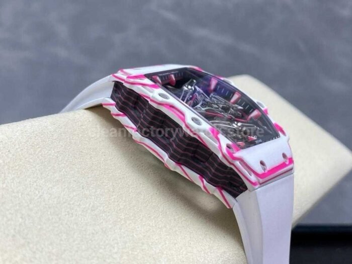 RM Factory Tourbillon Richard Mille RM 38 02 43mm Carbon Fiber White Rubber Strap Tourbillon Skeletonized Dial 6 Super Clone Watch,Clean Factory Watch