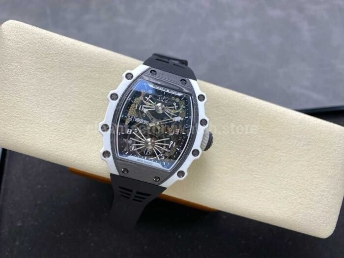 RM Factory Tourbillon Richard Mille RM21 02 42.7mm Titanium Rubber Strap Tourbillon Skeleton Dial 1 Super Clone Watch,Clean Factory Watch