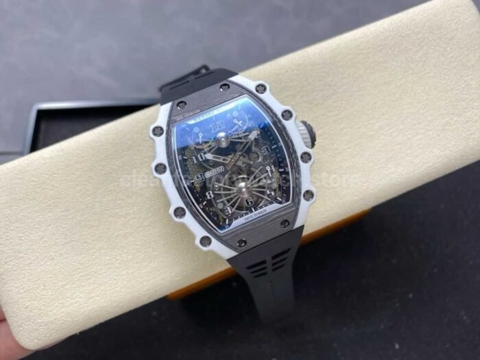 RM Factory Tourbillon Richard Mille RM21 02 42.7mm Titanium Rubber Strap Tourbillon Skeleton Dial 8 Super Clone Watch,Clean Factory Watch