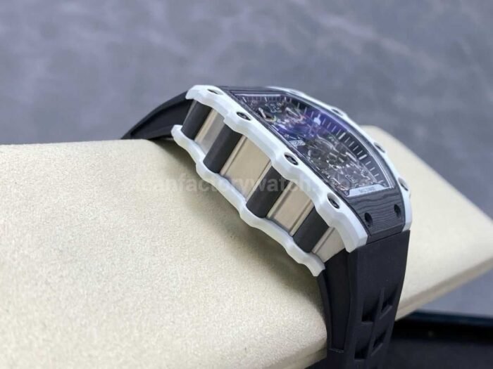 RM Factory Tourbillon Richard Mille RM21 02 42.7mm Titanium Rubber Strap Tourbillon Skeleton Dial 9 Super Clone Watch,Clean Factory Watch