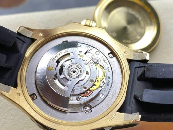 S+ Factory Rolex Yacht-Master 226658 42mm Yellow Gold Rubber Strap Black Dial - Image 9