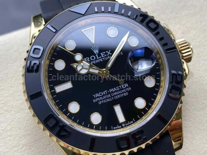S+ Factory Rolex Yacht-Master 226658 42mm Yellow Gold Rubber Strap Black Dial - Image 2