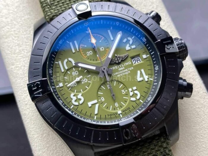 TF Factory Breitling Avenger V13317101L1X1 45mm Steel Green Nylon Canvas Strap Arabic Numer 8 Super Clone Watch,Clean Factory Watch