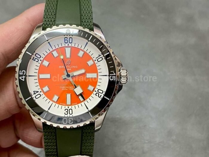 TF Factory Breitling Superocean 42 A173751A1O1S1 42mm Steel Rubber Strap Orange Dial 4 Super Clone Watch,Clean Factory Watch