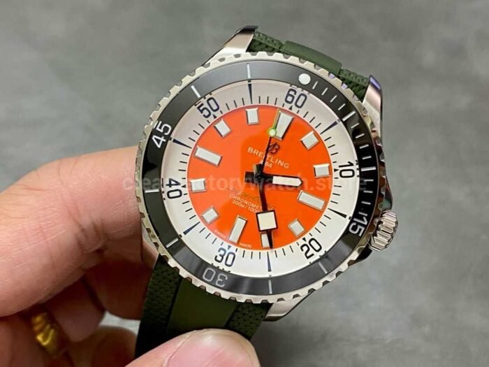 TF Factory Breitling Superocean 42 A173751A1O1S1 42mm Steel Rubber Strap Orange Dial 8 Super Clone Watch,Clean Factory Watch