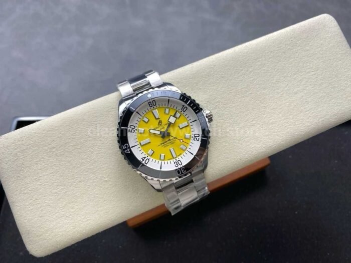 TF Factory Breitling Superocean A17375211I1A1 44mm Black Bezel Full Steel Yellow Dial 3 Super Clone Watch,Clean Factory Watch