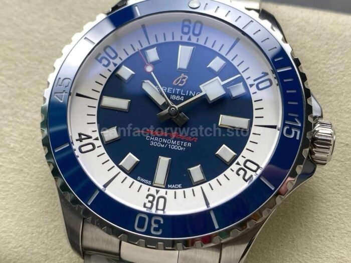 TF Factory Breitling Superocean A17375E71C1A1 44mm Blue Bezel Full Steel Blue Dial 4 Super Clone Watch,Clean Factory Watch