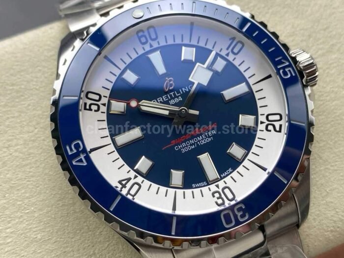 TF Factory Breitling Superocean A17375E71C1A1 44mm Blue Bezel Full Steel Blue Dial 6 Super Clone Watch,Clean Factory Watch