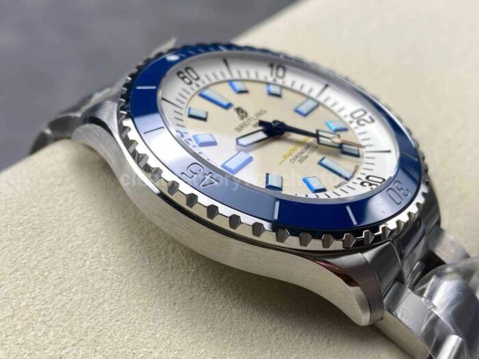 TF Factory Breitling Superocean A17375E71G1A1 44mm Blue Bezel Full Steel Silver Dial 5 Super Clone Watch,Clean Factory Watch