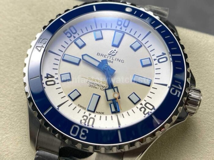 TF Factory Breitling Superocean A17375E71G1A1 44mm Blue Bezel Full Steel Silver Dial 9 Super Clone Watch,Clean Factory Watch