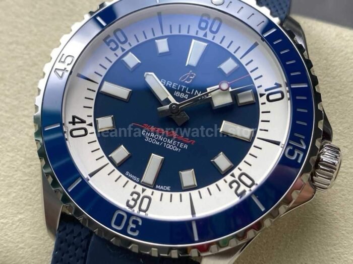 TF Factory Breitling Superocean A17376211B1A1 44mm Blue Bezel Steel Blue Rubber Strap Blue Dial 1 3 Super Clone Watch,Clean Factory Watch