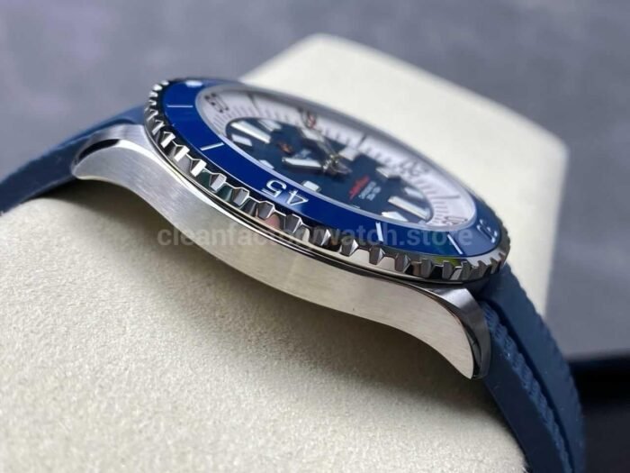 TF Factory Breitling Superocean A17376211B1A1 44mm Blue Bezel Steel Blue Rubber Strap Blue Dial 1 4 Super Clone Watch,Clean Factory Watch