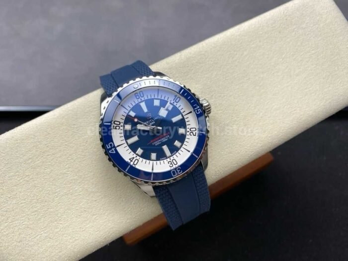 TF Factory Breitling Superocean A17376211B1A1 44mm Blue Bezel Steel Blue Rubber Strap Blue Dial 1 6 Super Clone Watch,Clean Factory Watch