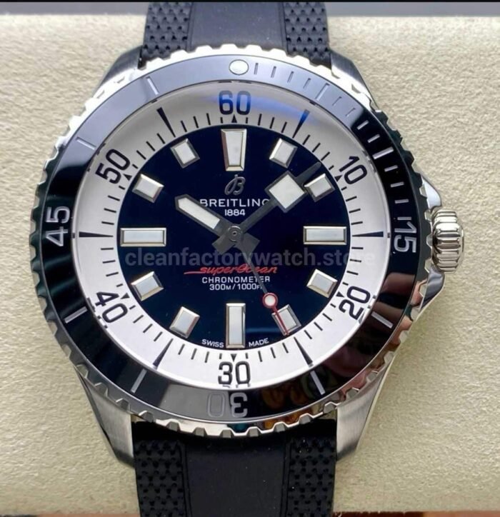 TF Factory Breitling Superocean A17376211B1S1 44mm Black Bezel Steel Black Rubber Strap Black D Super Clone Watch,Clean Factory Watch