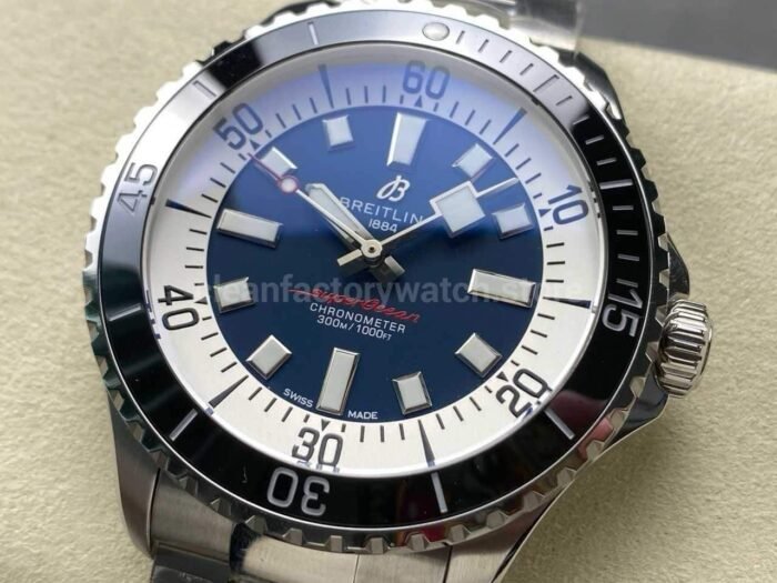 TF Factory Breitling Superocean A17376211C1A1 44mm Black Bezel Full Steel Blue Dial 2 Super Clone Watch,Clean Factory Watch