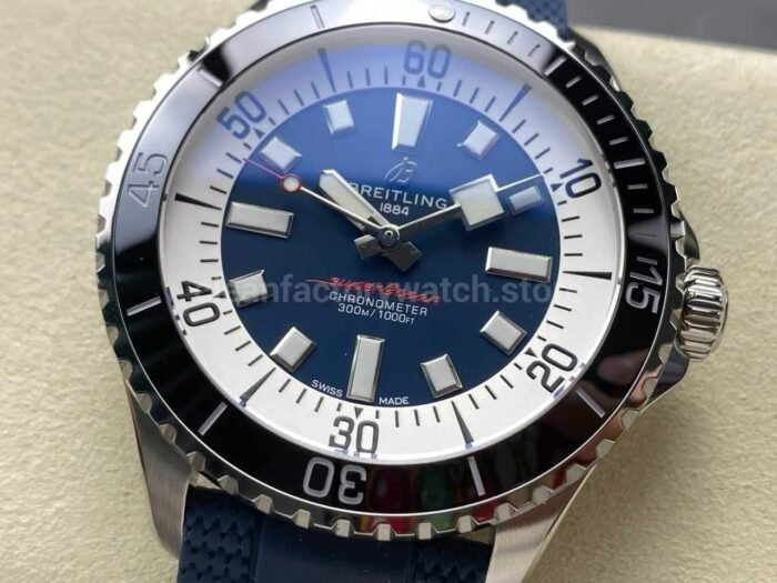 TF Factory Breitling Superocean A17376211C1S1 44mm Black Bezel Steel Blue Rubber Strap Blue Dial 4 Super Clone Watch,Clean Factory Watch