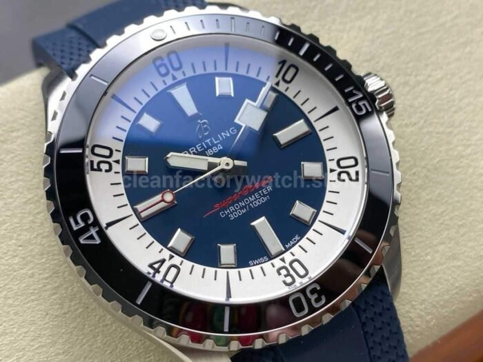TF Factory Breitling Superocean A17376211C1S1 44mm Black Bezel Steel Blue Rubber Strap Blue Dial 5 Super Clone Watch,Clean Factory Watch