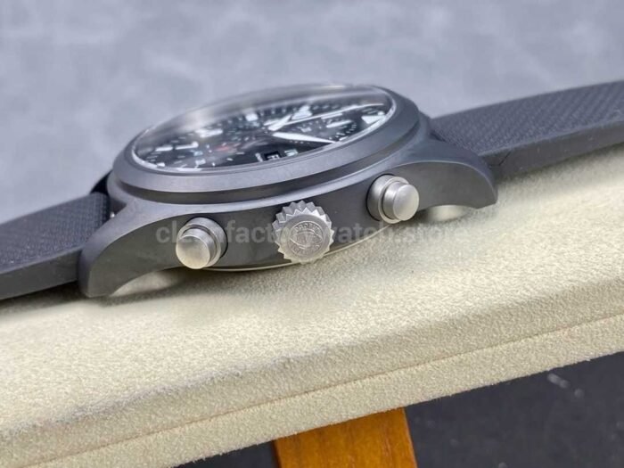 TPS Factory IWC Pilot Chronograph IW389101 44.5mm Ceramic Rubber Strap Arabic Numerals Black Dial 3 Super Clone Watch,Clean Factory Watch
