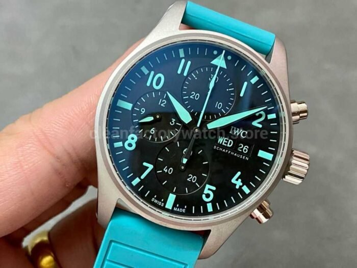 TW Factory IWC Pilot Chronograph IW388108 41mm Rubber Strap Blue Arabic Numerals Black Dial 2 Super Clone Watch,Clean Factory Watch