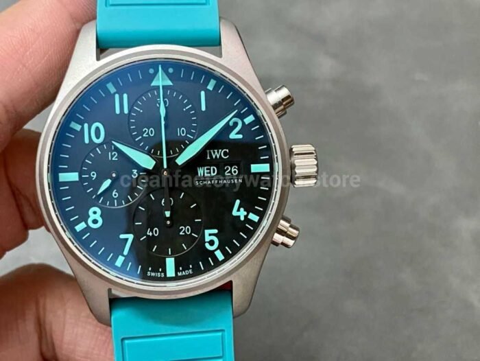 TW Factory IWC Pilot Chronograph IW388108 41mm Rubber Strap Blue Arabic Numerals Black Dial 9 Super Clone Watch,Clean Factory Watch