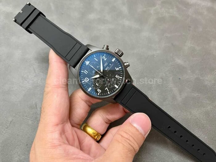 TW Factory IWC Pilot Chronograph Top Gun IW388106 41mm Ceramic Rubber Strap White Arabic Numerals Bla 6 Super Clone Watch,Clean Factory Watch