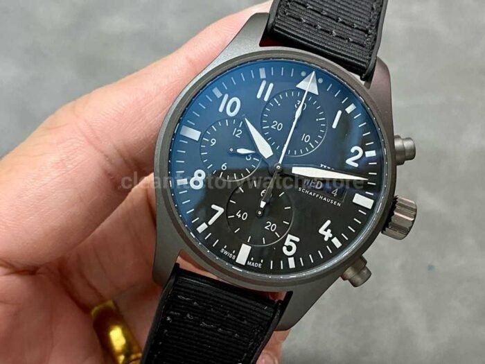 TW Factory IWC Pilot Chronograph Top Gun IW388106 41mm Ceramic Textile Strap White Arabic Numerals B 3 Super Clone Watch,Clean Factory Watch