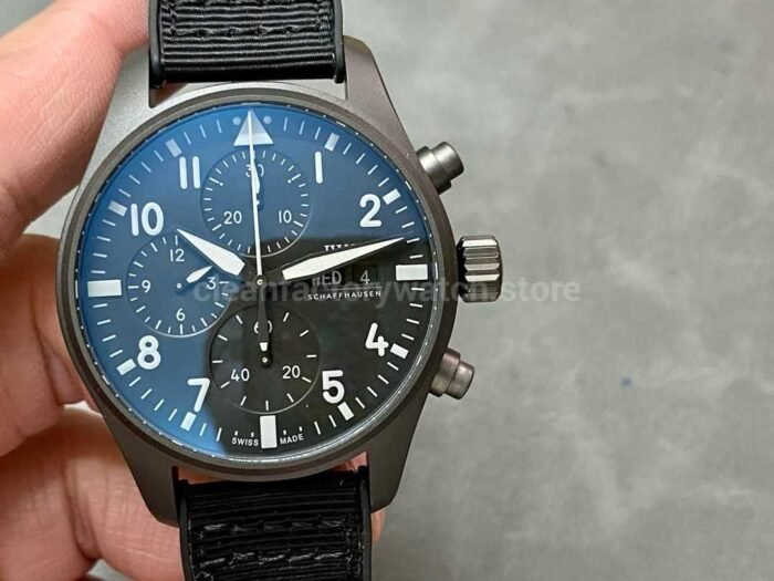 TW Factory IWC Pilot Chronograph Top Gun IW388106 41mm Ceramic Textile Strap White Arabic Numerals B 7 Super Clone Watch,Clean Factory Watch
