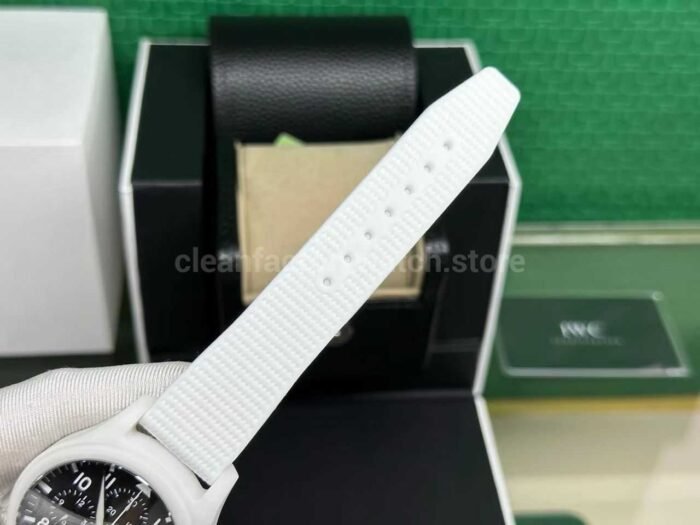 TW Factory IWC Pilot Chronograph Top Gun IW389105 44.5mm Ceramic White Rubber Strap Arabic Numerals Black Dial - Image 8