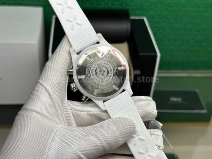 TW Factory IWC Pilot Chronograph Top Gun IW389105 44.5mm Ceramic White Rubber Strap Arabic Numerals Black Dial - Image 6