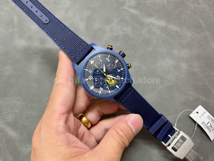 TW Factory IWC Pilot Chronograph Top Gun IW389109 44.5mm Ceramic Blue Rubber Strap Arabic Numerals Blue Dial - Image 4