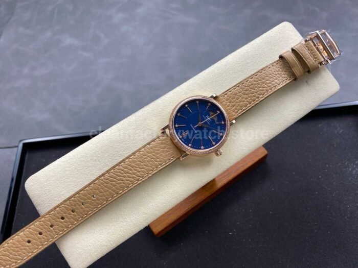 TW Factory IWC Portofino Midsize Automatic Moonphase IW459006 37.1mm Rose Gold Leather Strap Blue Dial 3 Super Clone Watch,Clean Factory Watch