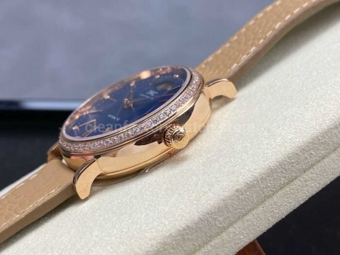 TW Factory IWC Portofino Midsize Automatic Moonphase IW459006 37.1mm Rose Gold Leather Strap Blue Dial 7 Super Clone Watch,Clean Factory Watch