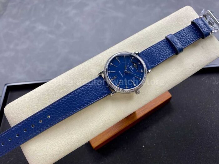 TW Factory IWC Portofino Midsize Automatic Moonphase IW459006 37.1mm Steel Leather Strap Blue Dial 8 Super Clone Watch,Clean Factory Watch