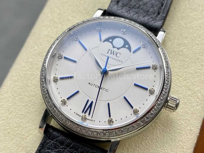 TW Factory IWC Portofino Midsize Automatic Moonphase IW659601 37.1mm Steel Black Leather Strap White Dial 3 Super Clone Watch,Clean Factory Watch
