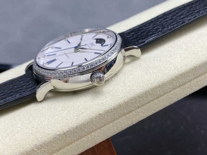TW Factory IWC Portofino Midsize Automatic Moonphase IW659601 37.1mm Steel Black Leather Strap White Dial 7 Super Clone Watch,Clean Factory Watch