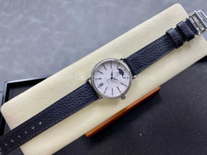 TW Factory IWC Portofino Midsize Automatic Moonphase IW659601 37.1mm Steel Black Leather Strap White Dial Super Clone Watch,Clean Factory Watch
