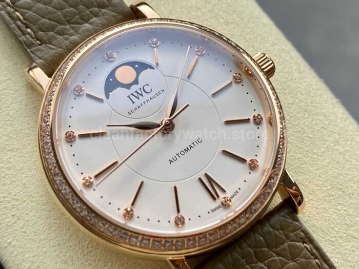 TW Factory IWC Portofino Midsize Automatic Moonphase IW659602 37.1mm Rose Gold Leather Strap Silver Dial - Image 2