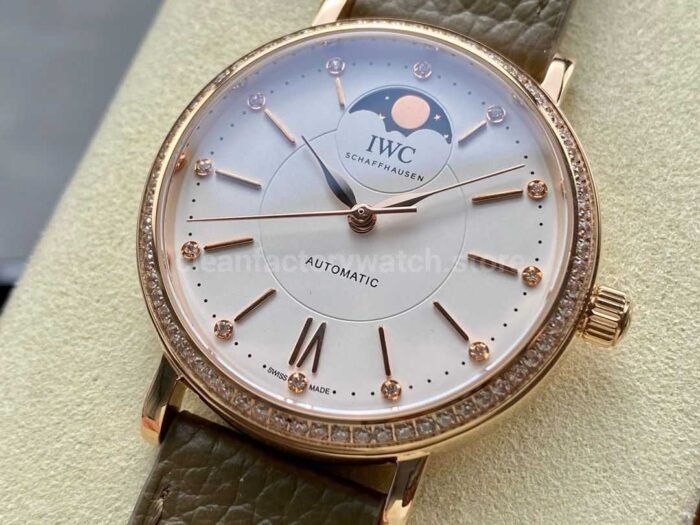 TW Factory IWC Portofino Midsize Automatic Moonphase IW659602 37.1mm Rose Gold Leather Strap Silver Dial - Image 3