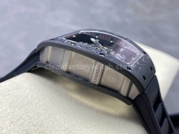 UOK Factory Richard Mille RM055 42.7mm Carbon Fiber Titanium Black Rubber Strap Black Edge Skeletonized Dial - Image 5
