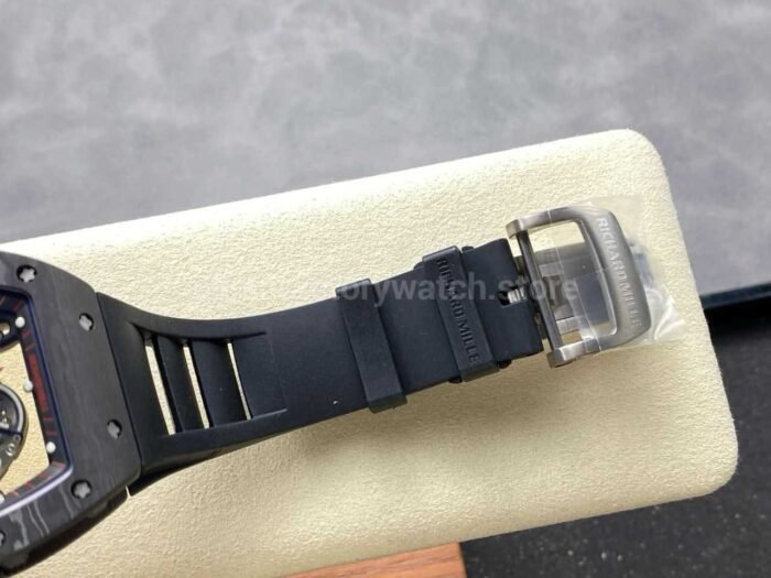 UOK Factory Richard Mille RM055 42.7mm Carbon Fiber Titanium Black Rubber Strap Black Edge Skeletonized Dial - Image 9