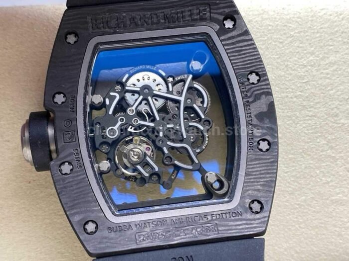 UOK Factory Richard Mille RM055 42.7mm Carbon Fiber Titanium Black Rubber Strap Black Edge Skeletonized Dial - Image 7