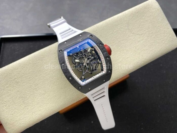 UOK Factory Richard Mille RM055 42.7mm Carbon Fiber White Rubber Strap White Edge Skeletonized Dial - Image 4