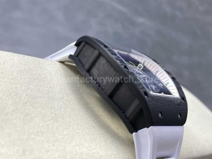 UOK Factory Richard Mille RM055 42.7mm Carbon Fiber White Rubber Strap White Edge Skeletonized Dial - Image 5