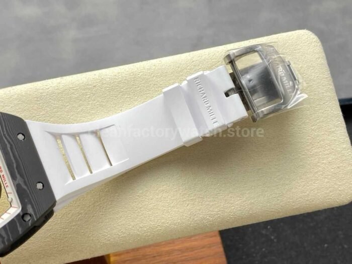 UOK Factory Richard Mille RM055 42.7mm Carbon Fiber White Rubber Strap White Edge Skeletonized Dial - Image 9