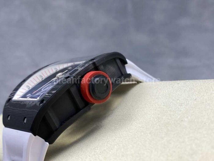 UOK Factory Richard Mille RM055 42.7mm Carbon Fiber White Rubber Strap White Edge Skeletonized Dial - Image 6